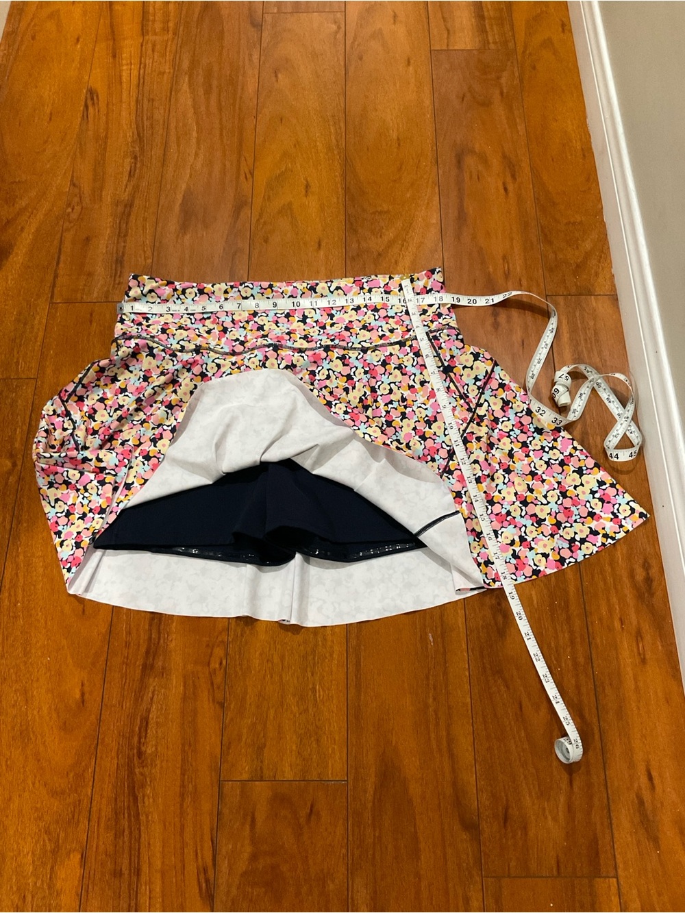 Athleta women Floral Skort in Pink Multi with Navy Shorts